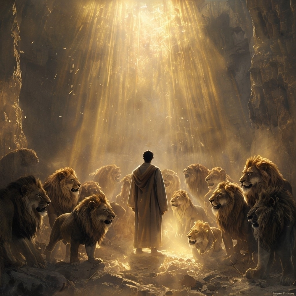 Daniel and the Lion's Den In A Frame 8x10 A.I. Art Print - Picture 2 of 3